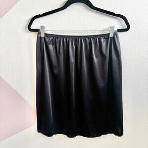 Vintage Vassarette Black Slip Mini Skirt Lingerie Y2K 2000s Clubwear Medium
